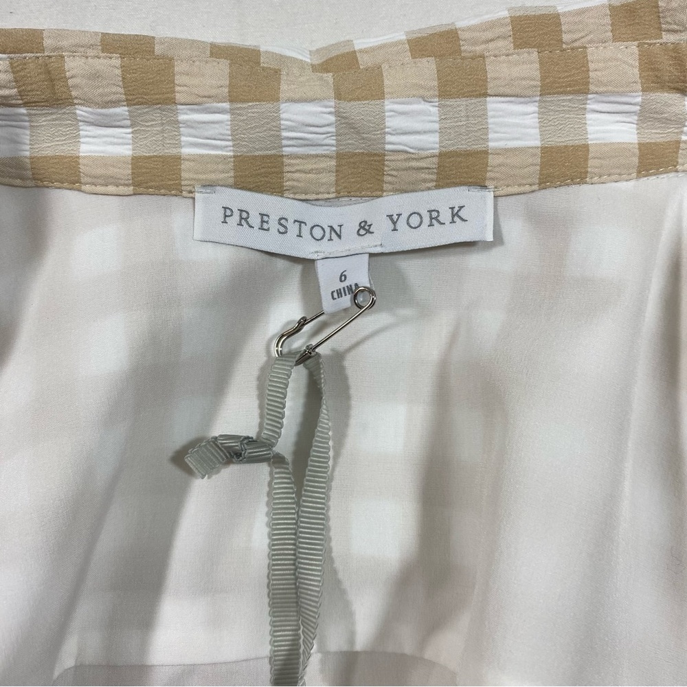 Preston & York Dress Seersucker Woman 6 Gingham Button Down Midi 3/4 sleeve NWT - Picture 3 of 16